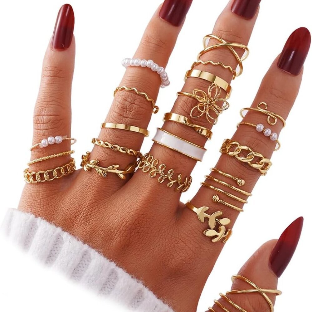 51 Pcs Gold Knuckle Rings Set For Women Girls Vintage Stackable Joint Finger Mid